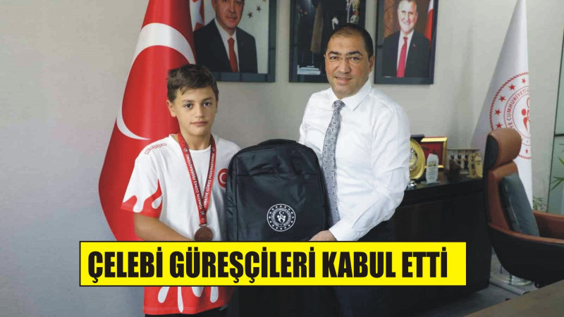 Müdür Çelebi, Güreşçileri kabul etti